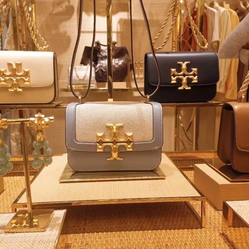 Tory Burch Eleanor Light Blue and Gold Crossbody Bag